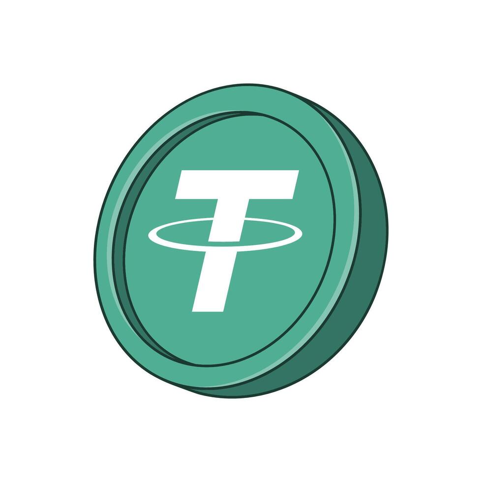 About usdt tether illustration in flat color design vector